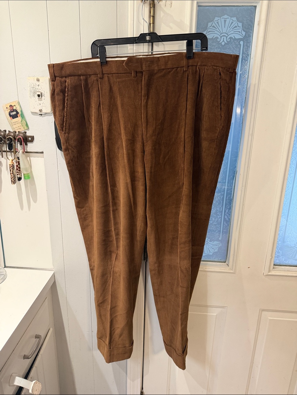 Men's Brown Corduroy Tapered Pants